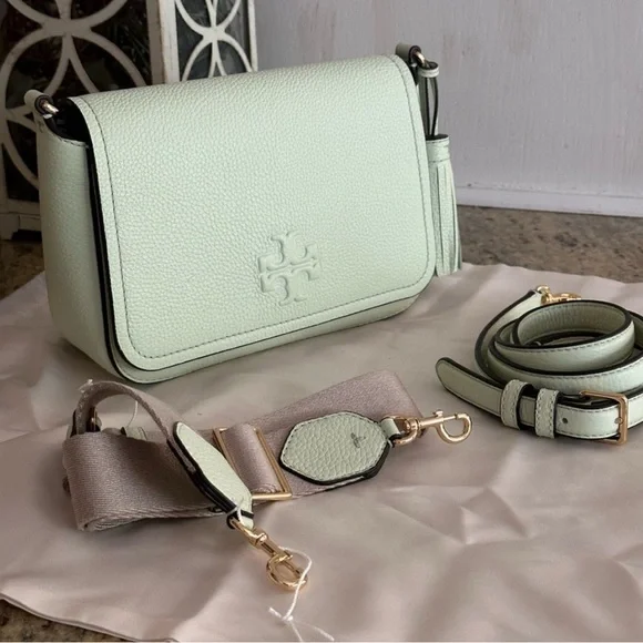 NWT Tory Burch Green and White Crossbody Bag with Flap Closure - Picture 1 of 9